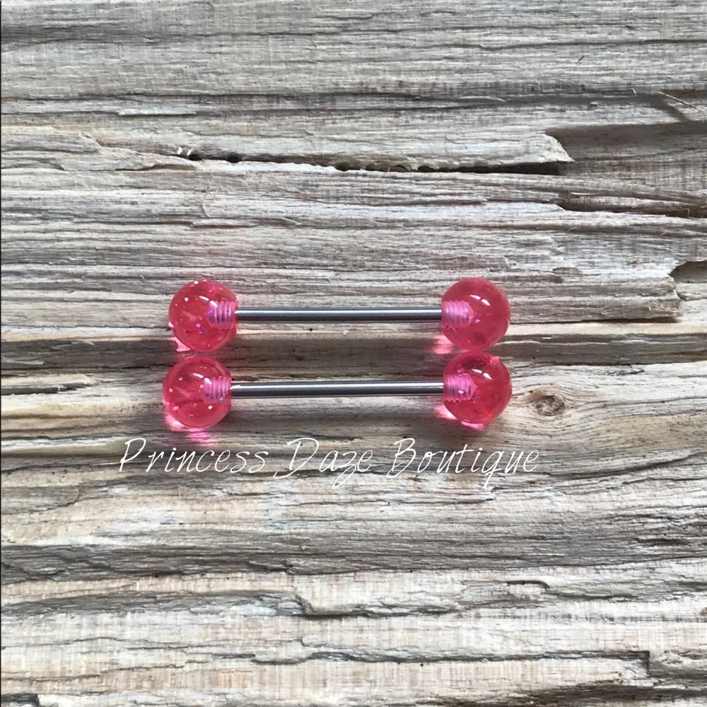 Pink Glitter Sparkle Nipple Ring‎ Set